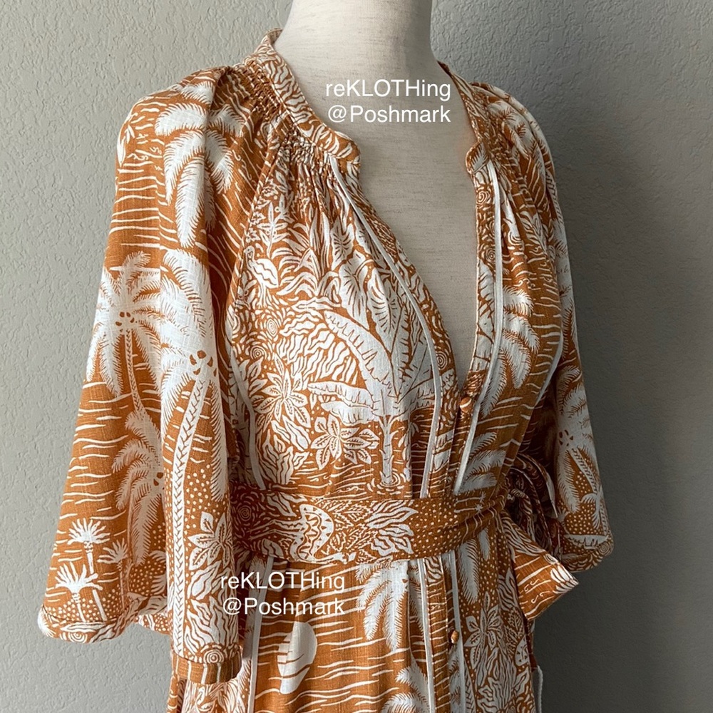❌SOLD❌ Gorgeous Kaftan Linen-blend Terracotta Dres - Picture 10 of 15